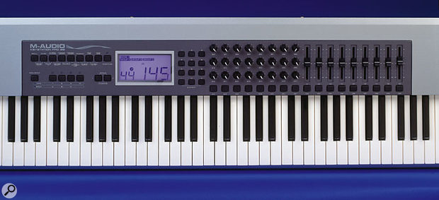 Despite its affordability, the Keystation Pro 88 has plenty of assignable hardware controls on offer (on both rotaries and faders — see right and far right), plus comprehensive zoning facilities and MIDI message transmission options.