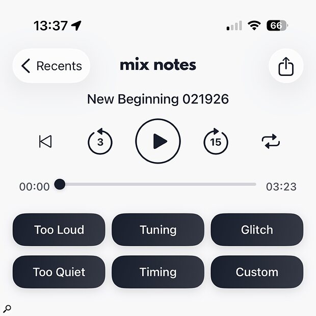 Mix Notes iOS iPadOS audio file annotation App