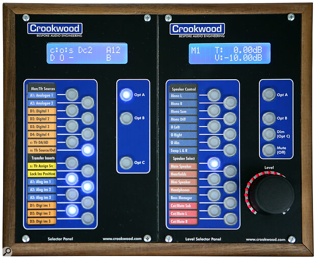 The control panel of the author’s Crookwood mastering console, which features all of the signal‑check facilities discussed here.