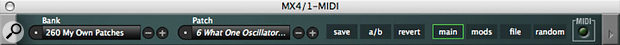 If MX4 is taking up too much screen space, reduce it to this little strip. You'll still be able to select patches and move to other pages.