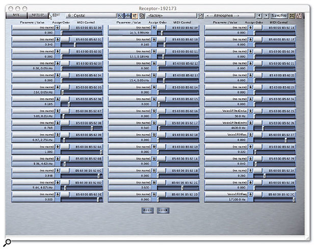 Many plug-ins can be edited in two ways: Green Oak's awesome Crystal soft synth is the example here, being edited with the barebones 'faceless' mode, which replaces the fancy graphic interface with a screen full of sliders. Some plug-ins, of course, don't have a graphic front end, leaving faceless mode as the only editing option.