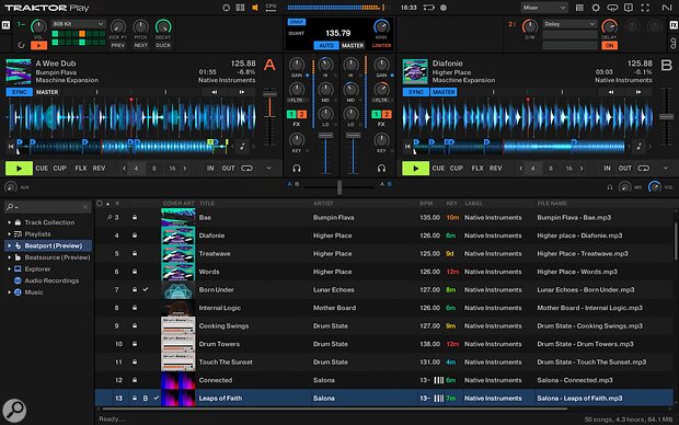 Traktor Play kits users out with two virtual decks and an array of built-in effects. Native Instruments Traktor Play DJ software