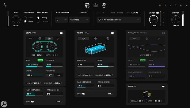 With its Delay, Reverb, Modulation and Doubler modules, the Post FX section lets you get very creative.