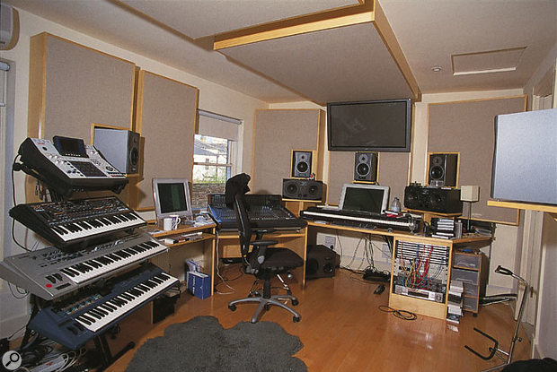 Nitin Sawhney's Spirit Dance Studio. Logic and Pro Tools running on G4 Apple Macs are used for recording, while a Dynaudio AIR system handles surround monitoring.