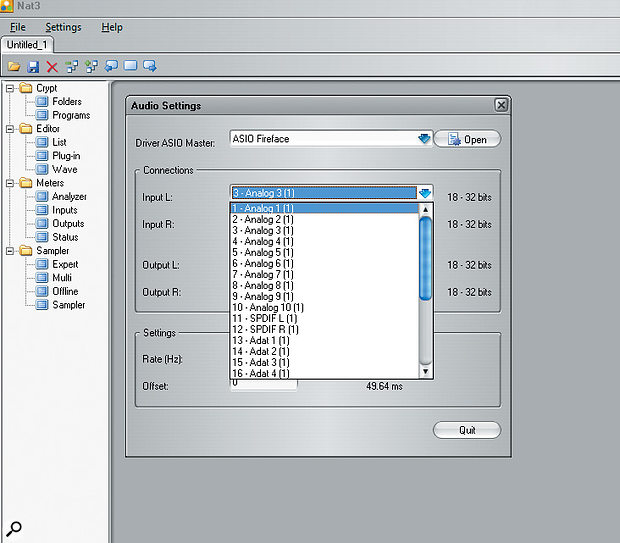 Before doing anything else, you need to configure NAT to use your audio interface, just as you would with a DAW, and then perform level calibration.