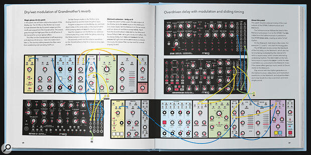 Patch & Tweak With Moog book review showing example page-spread layout.