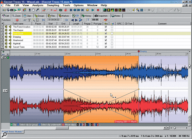 For burning audio CDs on a PC, the more advanced pre-mastering applications like Steinberg's Wavelab not only provide a huge number of editing and track-indexing functions for adding the final polish to your tracks, but also graphic real-time track fades and drag-and-drop crossfading of tracks.