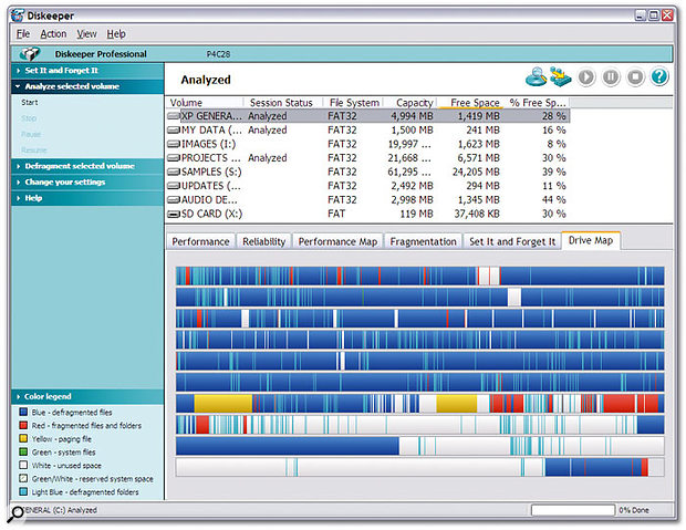 Executive Software's Diskeeper 9 Pro is the 'full' version of the defragger bundled with Windows, and offers far quicker and more thorough performance, but consolidates free space as a separate process.