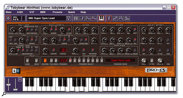 To run plug-ins and soft synths on remote PCs, you may only need a comparatively simple host application, such as Xlutop's Chainer, Brainspawn's Forte or Toby Bear's Mini Host, shown here.