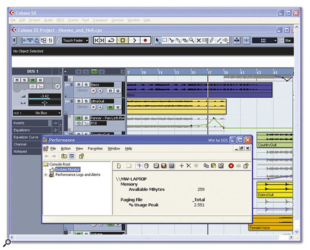 Using Microsoft's bundled Performance Monitor utility you can find out exactly what size of page file you need when running music applications under Windows XP.