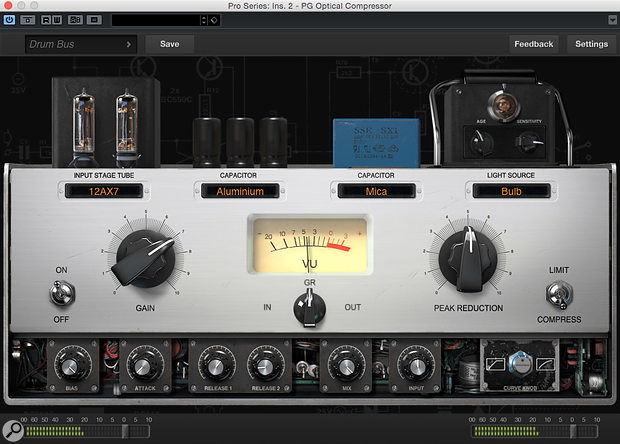 The Pro Series optical compressor: LA-2A-inspired but with the option to swap out virtual components.