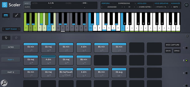 Pad mode allows you to keyswitch between multiple Patterns (chord sequences) to experiment with your overall song structure.