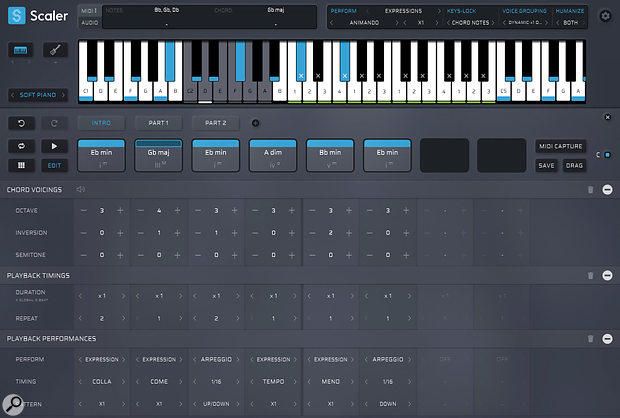 Playback performance controls can be applied on a per-chord basis via the Edit screen.