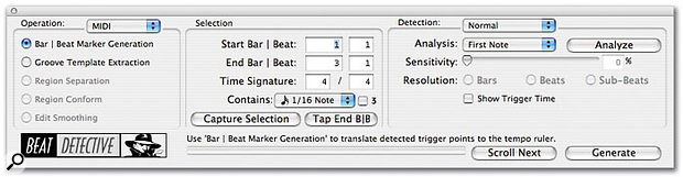 Beat Detective can now be used on MIDI tracks just like on audio, allowing you to conform the tempo of your song to a freely played MIDI performance.