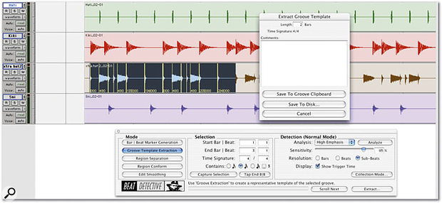 Extracting a Groove Template from a two-bar piece of recorded audio.