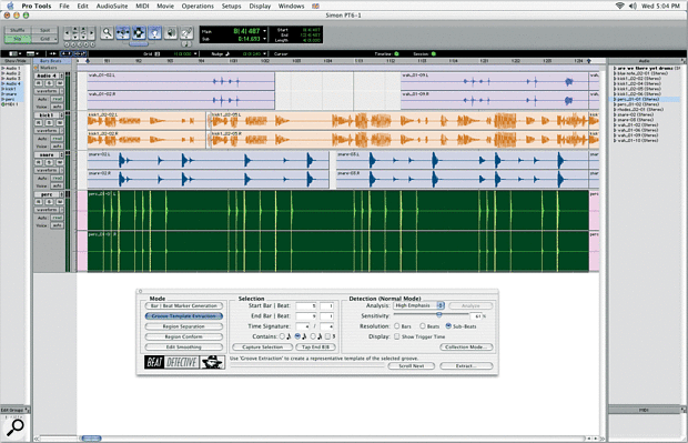 A significant limitation on PT6's groove quantising facility is that Groove Templates can only be created using Beat Detective, which is only available in the TDM version and can only extract groove data from audio parts, not MIDI parts.