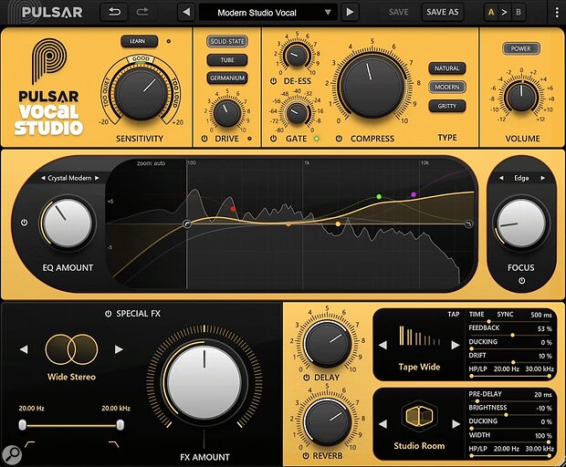 Pulsar Audio Vocal Studio preamp EQ compressor de-esser gate effects plug-in