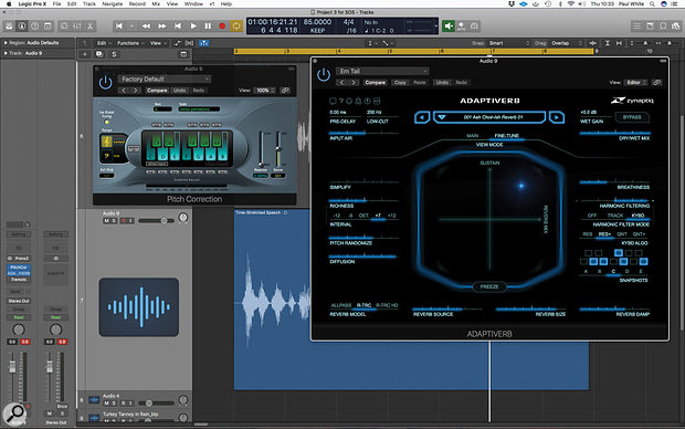 Pads from spoken word 4: Zynaptiq’s Adaptiverb is particularly good at making your processed voice recording sound more musical, because you can set the reverb tail to ‘pick out’ specific scale notes.