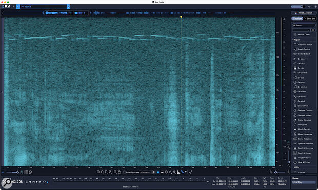 Cyclical signals in the very high frequencies, above most humans’ hearing, are often continuity test signals rather than a sign your recording chain is at fault.