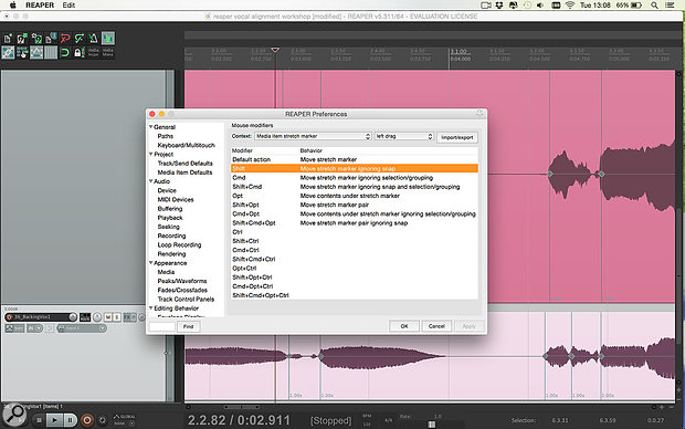 As with everything in Reaper, it’s worth checking out what functions can be controlled via the Mouse Modifiers.