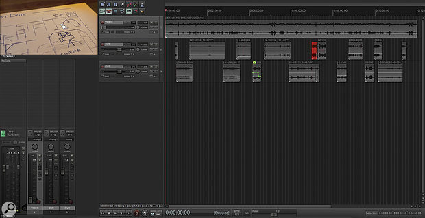 This is a scoring session for a 12-minute TV episode. Each media item represents an entire multitrack MIDI project, each with several dozen tracks of virtual instruments inside.