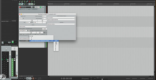Sending from our Talkback Key track to the new channels 3 and 4 of our Talkback Mic track.