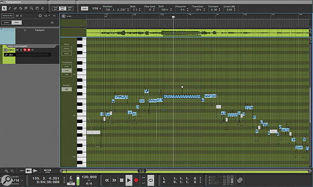 The new pitch editor lets you easily correct the pitch of a vocal track without having to open a plug-in window or separate application.