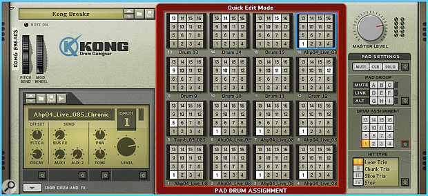 2. Quick Edit mode reveals several pads assigned to the loop on pad 1.