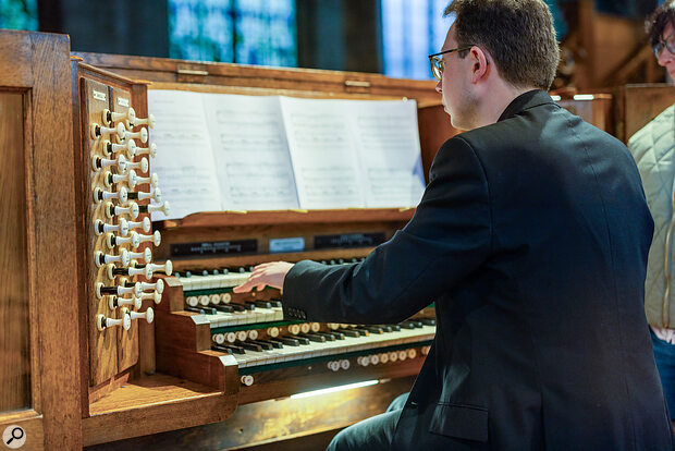 The church housed a good organ, and it was used for accompaniment on these performances. Naturally, though, these instruments issue more noise than might sometimes be wanted when you’re mixing, so some processing of the recordings was required for the best result.