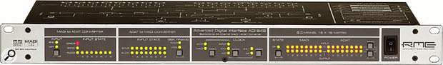 The ADI 648 offers plenty of front-panel indication of the status the MADI and ADAT input and output signals, along with clocking facilities and an ADAT/MADI router. 