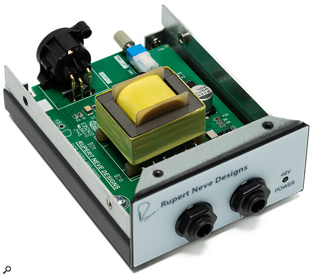 Inside the RNDI‑M, everything sits on a single PCB, including the Rupert Neve‑designed R‑5052 transformer that’s responsible for much of the unit’s subtle but pleasing musical character. Inside the RNDI‑M, everything sits on a single PCB, including the Rupert Neve‑designed R‑5052 transformer that’s responsible for much of the unit’s subtle but pleasing musical character.
