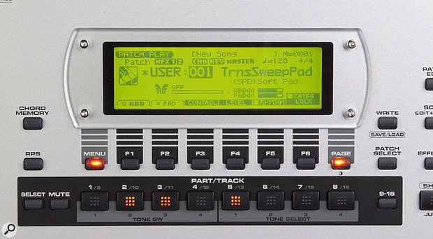 Unlike on all previous Fantoms, the 'soft' keys beneath the LCD line up with the on-screen functions they access! It's a shame that this also happens to be the Fantom with the smallest display, but you can't have everything...