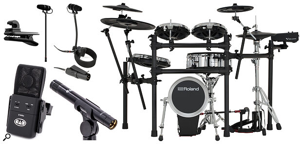 Clockwise from left: DPA 4099 Core+ & Clamp Mount, DPA 4099 Core+ & Universal Mount, Roland TD516, CAD Audio GXL800, CAD Audio E100SX.