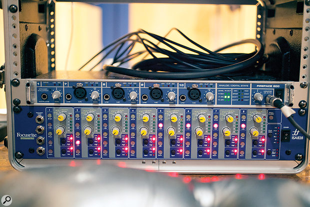 Gain settings on the Focusrite ISA828 preamp were preserved throughout the experiment, except on the PZM mics which varied in level depending on the size of the room.