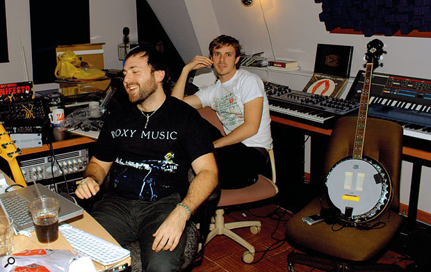 Babydaddy (Scott Hoffman, left) and Jake Shears of Scissor Sisters in their new Discoball Jazzfest studio.