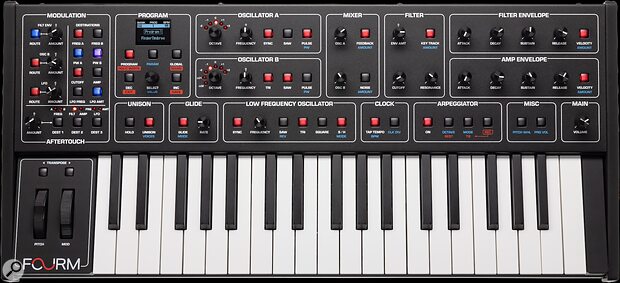 Sequential Fourm analogue four-voice polysynth polyphonic aftertouch