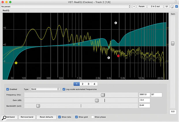 Don't write off simple EQ moves as a remedy, particularly if the sibilance only becomes an audible problem after applying a high-shelf boost.