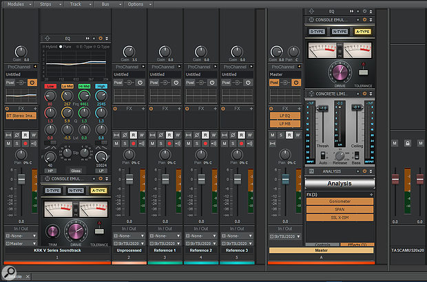 Screen 1: A  typical console setup for mastering projects.