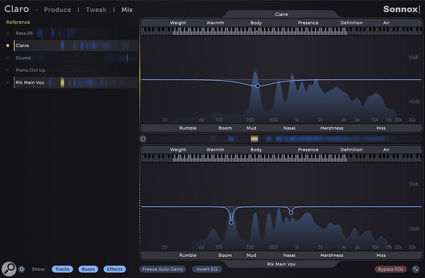 The advanced Mix view, where you can see potential clashes between different sources and operate on both in a single window.