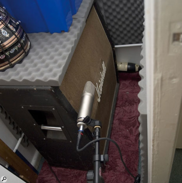 Rod prefers the traditional approach to electric guitar sounds, miking up a Marshall cab that's hidden away in a cupboard.