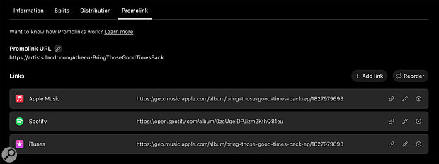 SOS For Artists automatically creates promo links that can be used in your ‘pre‑save’ campaigns ahead of release day.