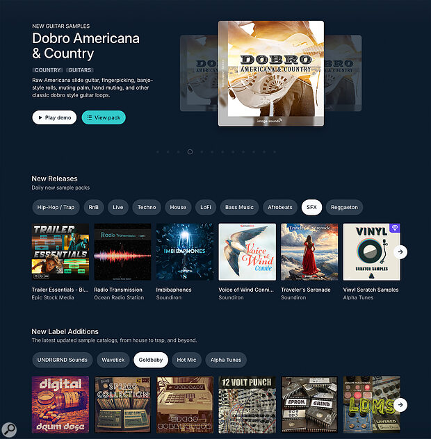 The Samples page also offers lots of ways to find the styles and sounds you’re after very quickly, with free‑text keyword searches and various filters.