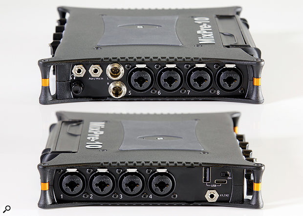 The inputs and outputs are arranged across the two side panels, with the PSU cable emerging in a different direction from a corner. The two mono/stereo outputs can be configured to deliver different signals.