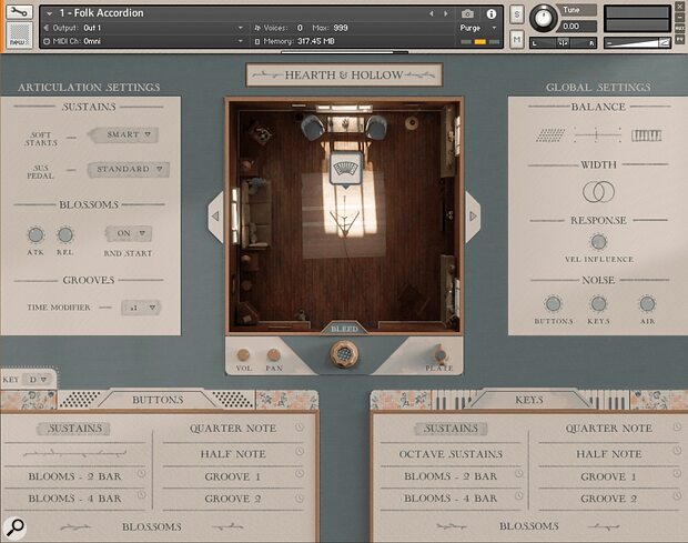 Spitfire Audio Hearth Hollow Folk Accordion sample library Kontakt GUI