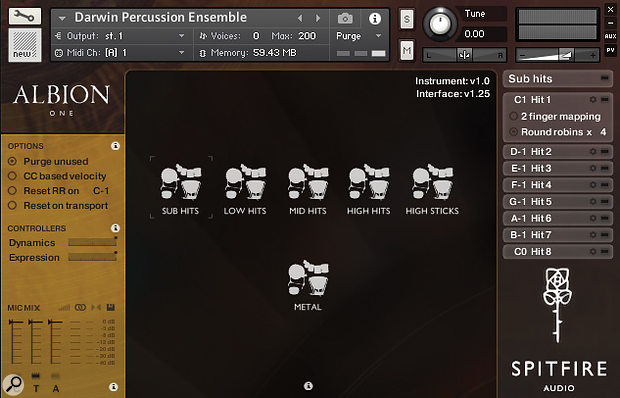 The library’s Kickstart engine enables users to create their own custom patches and sample mappings for the Darwin Percussion Ensemble.