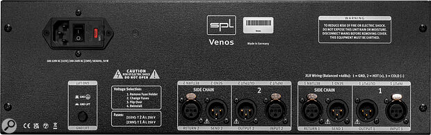 The Venos is a dedicated stereo processor, with side‑chain inputs for both channels.