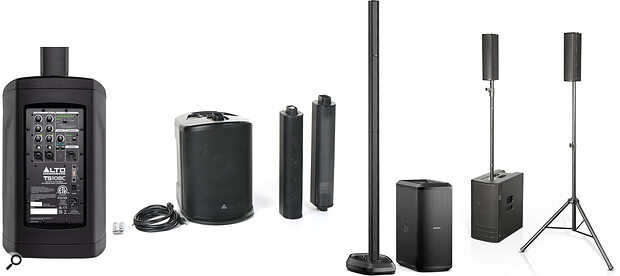 Left to right: Alto TS108C, Behringer C210, Bose L1 Pro 32, dB Technologies ES 503.