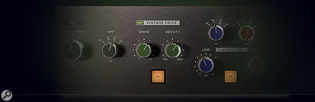 The Vintage Drive section is designed to add harmonic complexity to the signal, in similar fashion to SSL’s VHD preamps.