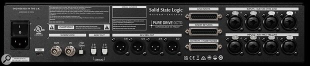 SSL Pure Drive Octo rear panel connections digital analogue I/O