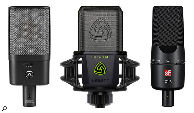 Left to right: Austrian Audio OC16, LEWITT LCT 240 Pro, sE Electronics X1 A.